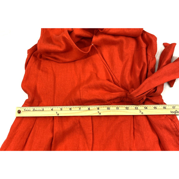 Womens Shorts Jumpsuit Size Medium Red Wrap 1 Piece Romper Linen Blend NWT - Picture 8 of 12